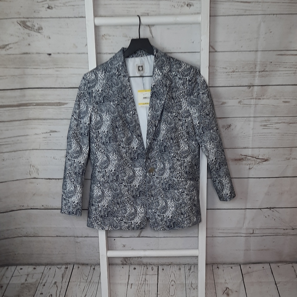 Anne Klein Medium Navy/White Blazer NWT